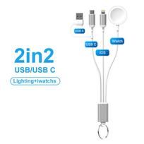 Fonken 5 viename laikrodžio ir telefono įkroviklis USB / USB-C prie iOS / i-Watch / C tipo įkrovimo doko trumpas pintas laidas, skirtas Huawei iPhone iWatch serijai 2 in 3 balta