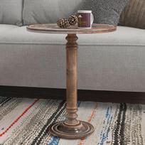 56 cm rankų darbo apvalus mangmedžio sofos staliukas gray