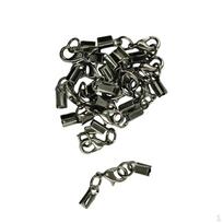 12 Pieces End Caps with Lobster Clasps Diy Jewelry Making , black