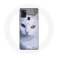 Coque Samsung Galaxy A21S Turc de van Chat oeil bleu et oeil jaune