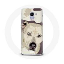 Coque pour Samsung Galaxy A6 2018 Chien de Pitbull Blanc