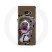 Coque pour samsung galaxy S6 edge Chien Pitbull Blanc gris