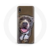 Coque pour Samsung Galaxy A10 Chien Pitbull Blanc gris