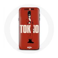 Coque pour Samsung Galaxy J5 2017 La casa de papel Tokyo Fanart logo Fond Rouge
