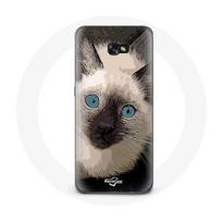 Coque pour Samsung Galaxy A5 Chat Siamois Noir et blanc aux Yeux Bleus