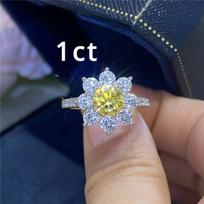 Citrinos geltonumo spalvos moisanitas 2,0 ct žiedai madingas saulėgrąžų vestuvinis moteriškas sterlingų sidabro žiedas amžini papuošalai 18K aukso juostelė 5