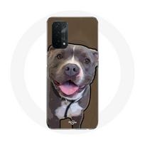 Coque pour Oppo A74 Chien Pitbull Blanc gris balta