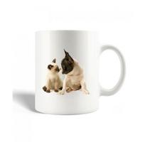 Mug en Céramique Chien Pitbull Et Chat Siamois Noir Et Blanc Races de chats