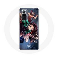 Coque pour Xiaomi Redmi Note 10 Pro Tanjiro Nezuko et Inosuke Slayer Kimetsu no Yaiba Manga juoda