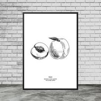Turkiškos kavos meno spaudinys Obuolio Banano Mangų Vaisių Plakatas Ir Spaudinys Dekoras Pieštuku Nupieštas Vaisius Virtuvės Sienos Tapyba Be Rėmo 21*30cm