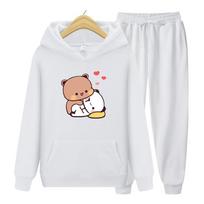 Bubu ir Dudu Džemperis Širdelė Meilė Moteriškas Džemperių Komplektas Estetinis Grafinis Kawaii Burbulinės Arbatos Džemperiai Anime Džemperiai Džemperių Komplektas S