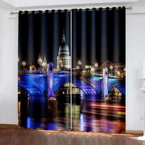 Cyberpunk City Sky Blackout Window Curtains For Kids Bedroom Living Room Bathroom Kicthen Door Home Hall2Pieces High Shading New W50xH130(CM)x2PCS-Rod pocket