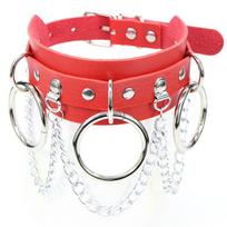 Gothic PU Leather Choker Necklace for Women Girls Punk Rock Collar Chain Necklace for Halloween Party Costume raudona