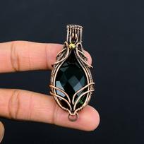 Wonderful Chrome Diopside Gemstone Handmade Pure Copper Wire Wrapped Pendant Jewelry 2.60 inches žalia