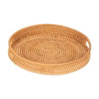 Rotango serviravimo padėklas Dekoratyvus kavos staliuko viršus Rankomis pintas krepšys Organizatorius 25cm brown