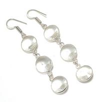 Natural White Topaz Gemstone Handmade 925 Sterling Silver Earring 2.84  S7g98