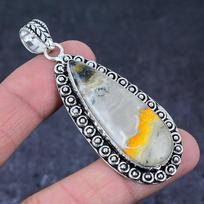Natural Bumblebee Jasper Handmade 925 Sterling Silver Pendant 2.76  q0l00 gray
