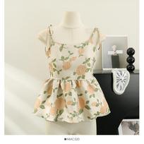Hotsweet Tank Top for Women Floral Printing Backless Camisole Female Sleeveless French Chic Folds Sling Vest Summer Dropshipping One Size oranžinė