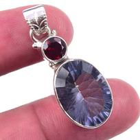 Natural Mystic Topaz,Garnet 925 Solid Sterling Silver Jewelry Pendant 1.50  p0q03