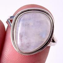 Natural Rainbow Moon Stone Gemstone Handmade 925 Sterling Silver Ring S.8 q5Q66 gray