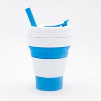 Silikoninis kavos puodelis Sulankstomas suspausto vandens puodelis Kišeninis puodelis Ištraukiamas vandens butelio vandens puodelis su šiaudeliu 350 ml 350ml blue