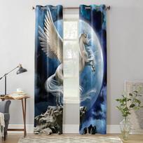 Space White Horse Window Curtains For Living Room Kitchen Modern Curtains Home Decor Blinds Drapes 135W x 60H(cm) x1 gray