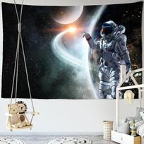 Kosmonautas Dangaus Kūnas Gobelenas Sienai Fantazijos Visata Mokslas Hipis Svetainė Spaudos Kambario Dekoras 95x70CM gray