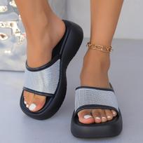 Muffin slipper woman  spring new fashion rhine-diamond beach flip-flops woman 36-37