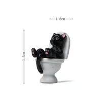 Kūrybingos tualeto katės figūrėlės Įdomus Kawaii animacinių filmukų katės tupinčios ant tualeto ornamentas Miniatiūrinis stalo dekoras black