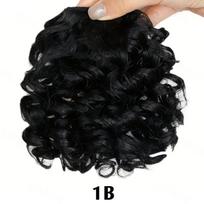 MISS WIG Synthetic Afro Curly Clip In Short Bangs Hairpiece Extensions Fluffy Hair For Women Daily Wear 15cm