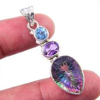 Natural Mystic Topaz,African Amethyst 925 Solid Silver Gift Pendant 1.75  D1o69