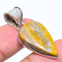 Natural Bumblebee Jasper Gemstone 925 Solid Sterling Silver Pendant 1.58  D0L19 yellow