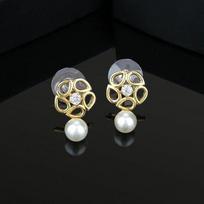 Auksuotos Estele stud earrings moterims su amerikietiškais deimantais ir paparties lapais gray