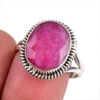 Red Ruby(Simulated) Gemstone Handmade 925 Sterling Silver Jewelry Ring S.9 H3l56