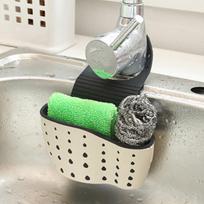 Useful Suction Cup Sink Shelf Soap Sponge  Rack Kitchen Sucker Storage Tool smėlis