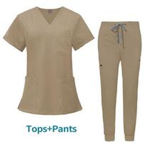 Women Uniform Unisex Pockets Top+Pants Nurse Uniforms Hospital Doctor Dental Surgery Workwear Medical Scrubs Sets XL juoda
