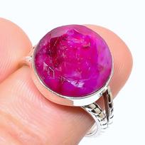 Red Ruby(Simulated) Gemstone Handmade 925 Sterling Silver Gift Ring S.7.5 t5o75