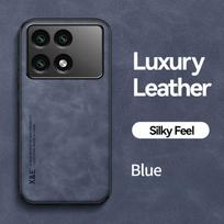 KEYSION Prabangus PU odinis dėklas, skirtas Xiaomi POCO F6 Pro Minkštas silikonas+PC, atsparus smūgiams telefono dangtelis, skirtas Xiaomi POCO F6 Pro for POCO F6 Pro mėlyna