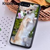 Krajews Animal chihuahua with flower Phone Case Cover For iPhone 14 5 6s 7 8 plus X XR XS 11 12 13 pro max Samsung S21 S22 ultra Samsung S22ultra gray