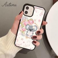 Animacinis Australijos koalos telefono dėklas iPhone 11 12 13 14 Pro Max mini X XR XS SE 2020 6S 7 8 Plus Samsung Galaxy S21 S22 dangtelis iPhone 5 5s SE black