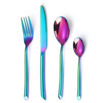 Stainless Steel Western Tableware Steak Knife Creative Hotel Household Round Handle Oblique Tail Knife and Fork Spoon Mirror Light įvairiaspalvis