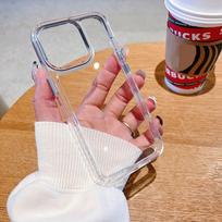 Simplicity Phone Case for iPhone 15 14 13 12 11 Pro Max Plus Acrylic Hard Bumper Transparent Back Cover with Silver Button XS Max brown