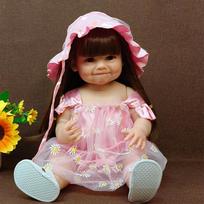 Reborn Baby Doll Toy Lifelike Soft Touch Dolls Gifts for Children Toy Full Body Soft Silicone Reborn Toddler Doll 55cm black