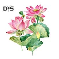 Vasaros lotoso gėlių tualeto lipdukas Nuimamas lipnus vandeniui atsparus PVC gyvenamasis kambarys Vonios siena Gėlėtas tualeto dangčio dekoravimo lipdukas Little Flower pink