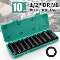 10pcs 8-24mm 1/2  Drive Deep Impact Socket Set Heavy Metric Garage Tool for Wrench Adapter Hand Tool Set žalia