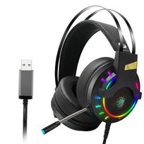 LED spalvų valdymas USB laidinės muzikos ir žaidimų ausinės Ausinės su mikrofonu Stereo žaidimų ausinės Anti-noise Bass RGB šviesa PC PS4 juoda