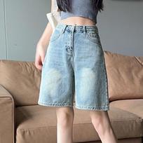 High Street Y2k Loose Denim Shorts Women High Waist Trousers Sexy Vintage Hotsweet Female Aesthetic Fashion Design Pants Summer XS šviesiai mėlyna spalva
