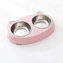 Macaron Pet dvigubo dubenėlio plastikinis kačiukas šunų maisto gėrimo padėklas tiektuvas kačių šėrimui naminių gyvūnėlių reikmenys white