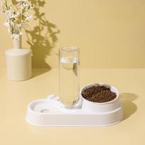 Pet Cat Bowl Automatic Feeder 2-in-1 Dog Cat Food Bowl With Water Fountain Single Bowl Drinking Raised Stand Dish Bowls For Cats