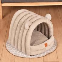 Pet Bed Cat House Dog Beds High Quality Breathable Warm Plush for Winter Soft Cushion Tent Sleeping Nest Removable Basket L brown